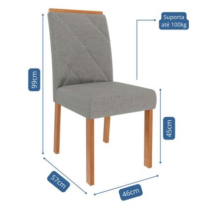 Imagem de Mesa para Sala de Jantar Adele 1,30 com 4 Cadeiras Fernanda Wood Madeira/Off White/Linho Grafite