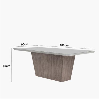Imagem de Mesa para Sala de Jantar Aida 180cm MDF Canto Copo com Vidro e 6 Cadeiras Carol Moderna Mobília