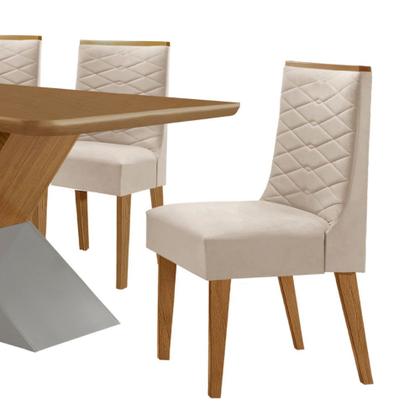 Imagem de Mesa para Sala de Jantar Aster 180cm MDF Tampo Laminado Canto Copo e 6 Cadeiras Safira