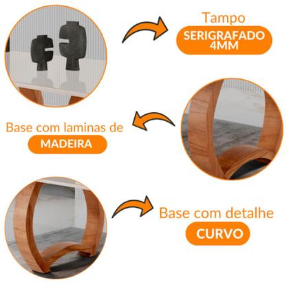 Imagem de Mesa para Sala de Jantar Bali 220cm Madeira com Vidro Moderna Mobília