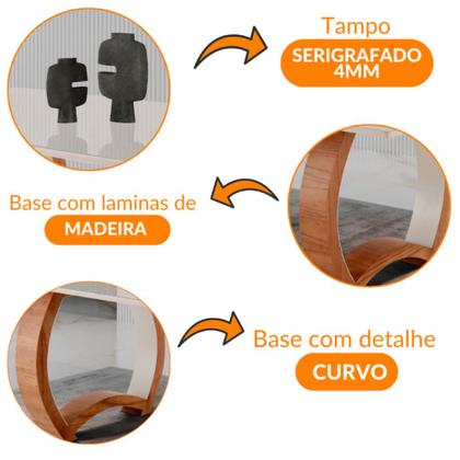 Imagem de Mesa para Sala de Jantar Bali 220cm Madeira com Vidro Moderna Mobília