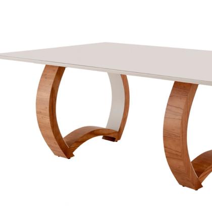 Imagem de Mesa para Sala de Jantar Bali 220cm Madeira com Vidro Moderna Mobília