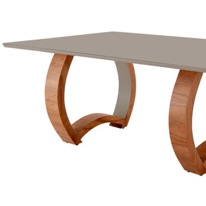 Imagem de Mesa para Sala de Jantar Bali 220cm Madeira com Vidro Moderna Mobília
