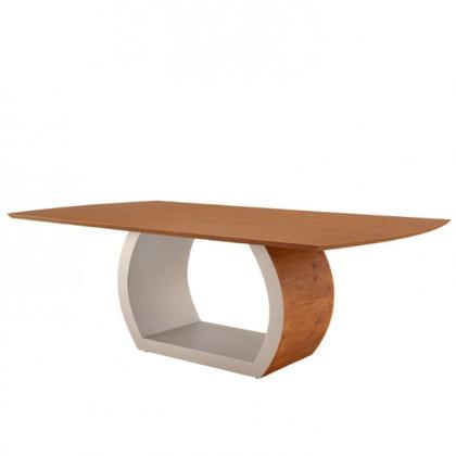 Imagem de Mesa Para Sala De Jantar Ellis 220cm Madeira Moderna Mobília Cinamomo Com Off White/cinamomo Imbuia