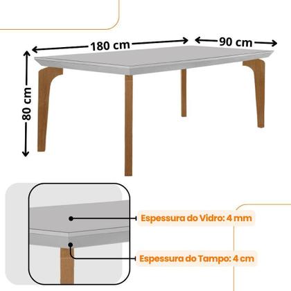 Imagem de Mesa Para Sala De Jantar Liz 180cm Em Mdf E Vidro Off White/ Imbuia/ Off/ Serig. Off