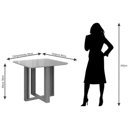 Imagem de Mesa para Sala de Jantar Mesa Flora Quadrada 94 cm X 94 cm Mdf Cimol Nature/Offwhite