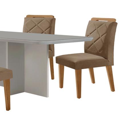 Imagem de Mesa para Sala de Jantar Olímpia 120cm MDF Canto Copo com Vidro e 4 Cadeiras Melissa