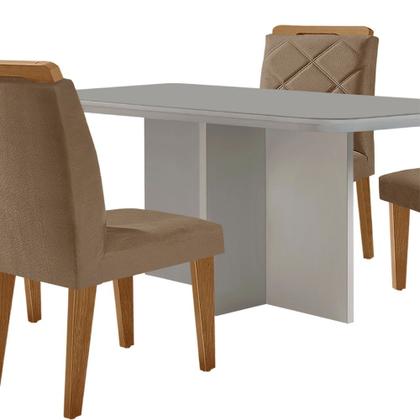 Imagem de Mesa para Sala de Jantar Olímpia 120cm MDF Canto Copo com Vidro e 4 Cadeiras Melissa