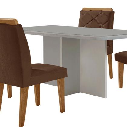 Imagem de Mesa para Sala de Jantar Olímpia 120cm MDF Canto Copo com Vidro e 4 Cadeiras Melissa