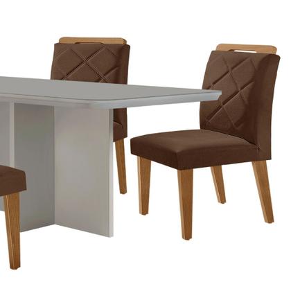 Imagem de Mesa para Sala de Jantar Olímpia 120cm MDF Canto Copo com Vidro e 4 Cadeiras Melissa