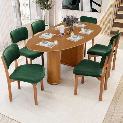 Imagem de Mesa Para Sala de Jantar Ourense com 06 Cadeiras Sala de Jantar Dara L02 material sintético Verde Musgo - Lyam Decor
