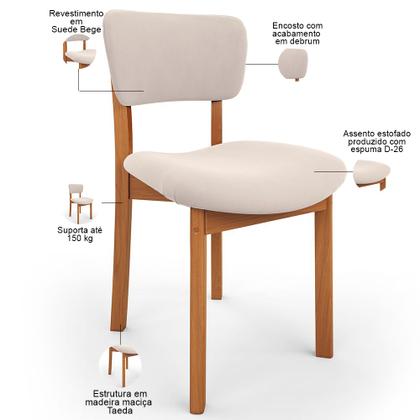 Imagem de Mesa Para Sala de Jantar Ourense com 06 Cadeiras Sala de Jantar Dara L02 Suede Bege - Lyam Decor