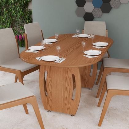 Imagem de Mesa Para Sala De Jantar Oval Para 6 Lugares Design Moderno E Sofisticado