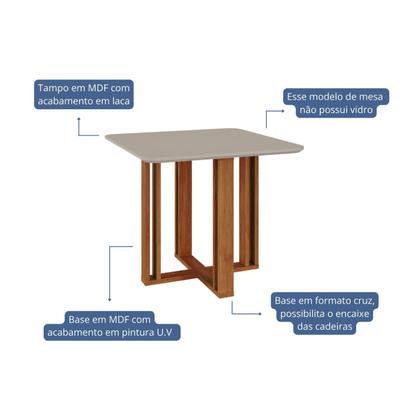 Imagem de Mesa para Sala de Jantar Quadrada 95cm Flora
