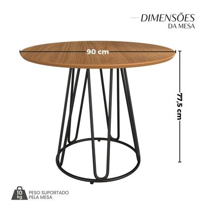 Imagem de Mesa para Sala de Jantar Redonda 90cm Mdf Ômega