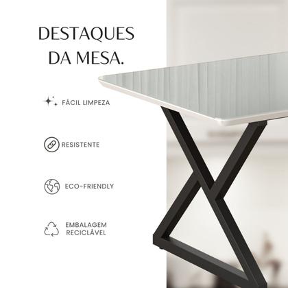Imagem de Mesa para Sala de Jantar Retangular 120x90cm Mdf com Vidro Império