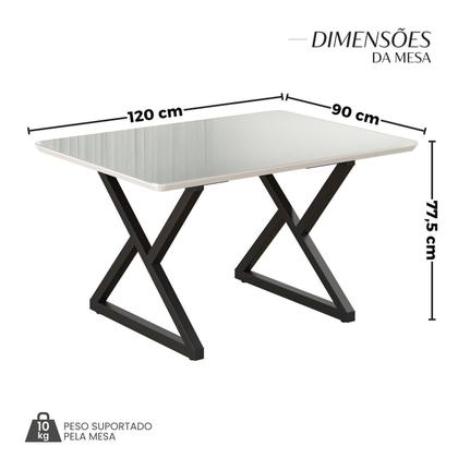 Imagem de Mesa para Sala de Jantar Retangular 120x90cm Mdf com Vidro Império