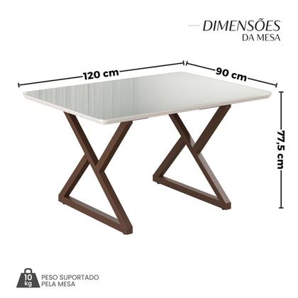 Imagem de Mesa para Sala de Jantar Retangular 120x90cm Mdf com Vidro Império