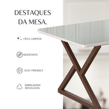 Imagem de Mesa para Sala de Jantar Retangular 120x90cm Mdf com Vidro Império