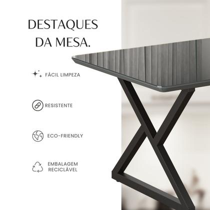 Imagem de Mesa para Sala de Jantar Retangular 120x90cm Mdf com Vidro Império