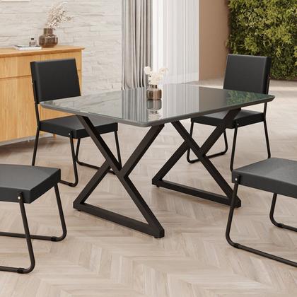 Imagem de Mesa para Sala de Jantar Retangular 120x90cm Mdf com Vidro Império