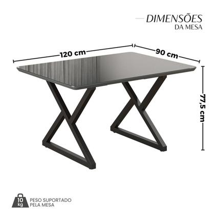 Imagem de Mesa para Sala de Jantar Retangular 120x90cm Mdf com Vidro Império