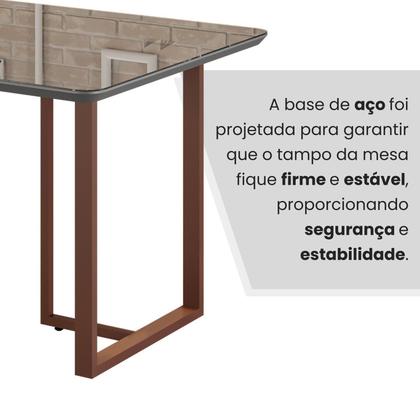 Imagem de Mesa para Sala de Jantar Retangular 120x90cm Mdf com Vidro Lunna