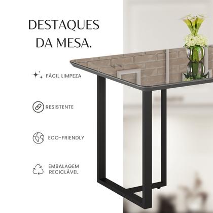 Imagem de Mesa para Sala de Jantar Retangular 120x90cm Mdf com Vidro Lunna