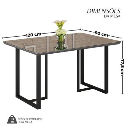 Imagem de Mesa para Sala de Jantar Retangular 120x90cm Mdf com Vidro Lunna