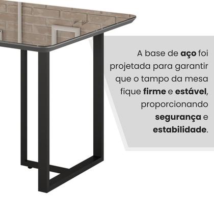 Imagem de Mesa para Sala de Jantar Retangular 120x90cm Mdf com Vidro Lunna
