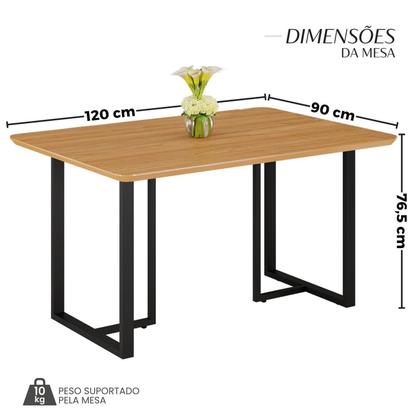 Imagem de Mesa para Sala de Jantar Retangular 120x90cm Mdf Lunna