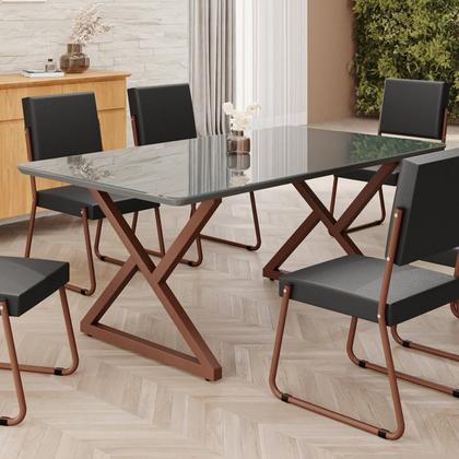 Imagem de Mesa para Sala de Jantar Retangular 160x90cm Mdf com Vidro Império