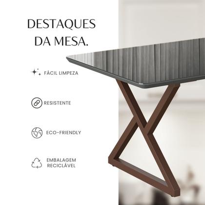 Imagem de Mesa para Sala de Jantar Retangular 160x90cm Mdf com Vidro Império