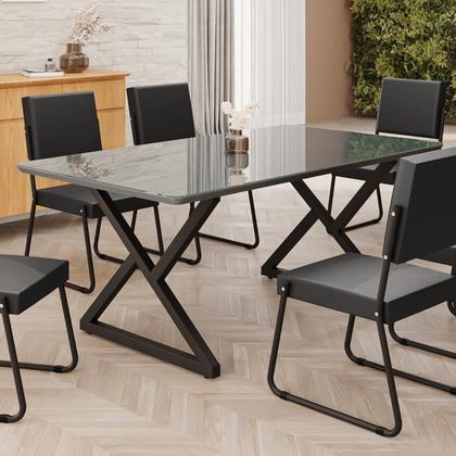 Imagem de Mesa para Sala de Jantar Retangular 160x90cm Mdf com Vidro Império