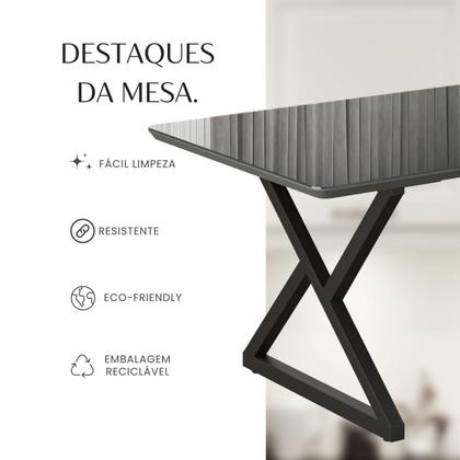 Imagem de Mesa para Sala de Jantar Retangular 160x90cm Mdf com Vidro Império