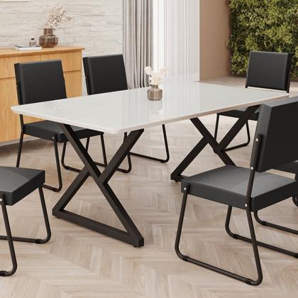 Imagem de Mesa para Sala de Jantar Retangular 160x90cm Mdf com Vidro Império