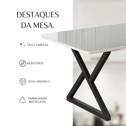 Imagem de Mesa para Sala de Jantar Retangular 160x90cm Mdf com Vidro Império