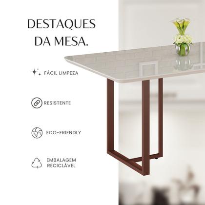Imagem de Mesa para Sala de Jantar Retangular 160x90cm Mdf com Vidro Lunna