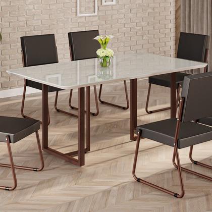 Imagem de Mesa para Sala de Jantar Retangular 160x90cm Mdf com Vidro Lunna