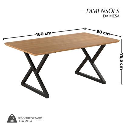 Imagem de Mesa para Sala de Jantar Retangular 160x90cm Mdf Império
