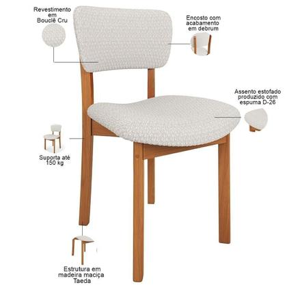 Imagem de Mesa Para Sala De Jantar Valência Com 06 Cadeiras Sala De Jantar Dara L02 Bouclê Cru - Lyam Decor