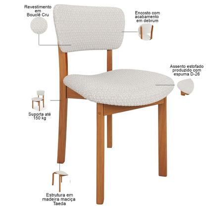 Imagem de Mesa Para Sala de Jantar Valência com 06 Cadeiras Sala de Jantar Dara L02 Bouclê Cru - Lyam Decor