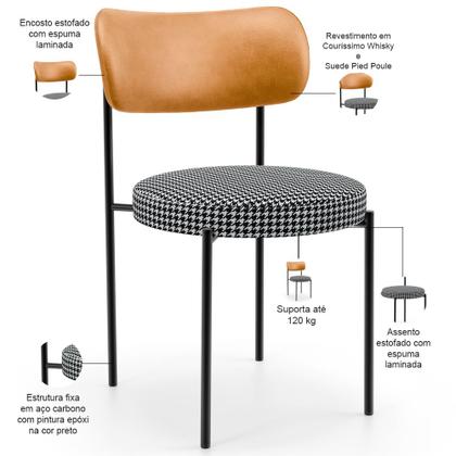 Imagem de Mesa Para Sala de Jantar Valência com 06 Cadeiras Sala de Jantar Louise L02 material sintético Whisky Pied Poule - Lyam Decor