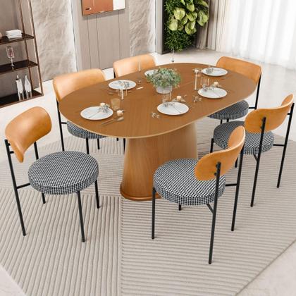 Imagem de Mesa Para Sala de Jantar Valência com 06 Cadeiras Sala de Jantar Louise L02 material sintético Whisky Pied Poule - Lyam Decor