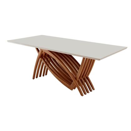 Imagem de Mesa para Sala de Jantar Zurick 220cm Madeira Maciça Marrom/Imbuia/Laq. Off White