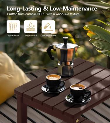 Imagem de Mesa PASAMIC 2 camadas Adirondack Square 17" HDPE marrom