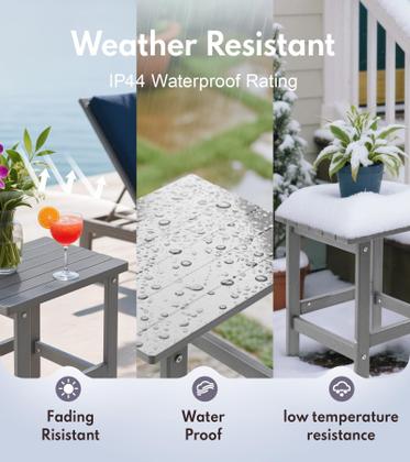 Imagem de Mesa PASAMIC Adirondack Square HDPE cinza resistente às intempéries