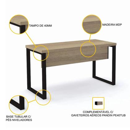 Imagem de Mesa pé tubular linha suprema tampo encabeçado 40mm