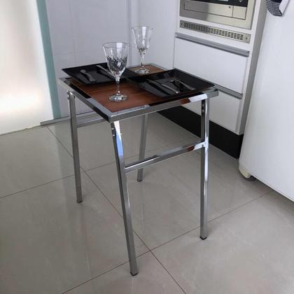 Imagem de Mesa Pequena Quadrada Cromada Para Cozinhas De Apartamento