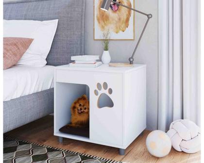 Imagem de Mesa PET Cabeceira Branca Cachorro c/ Almofada Completa Móveis
